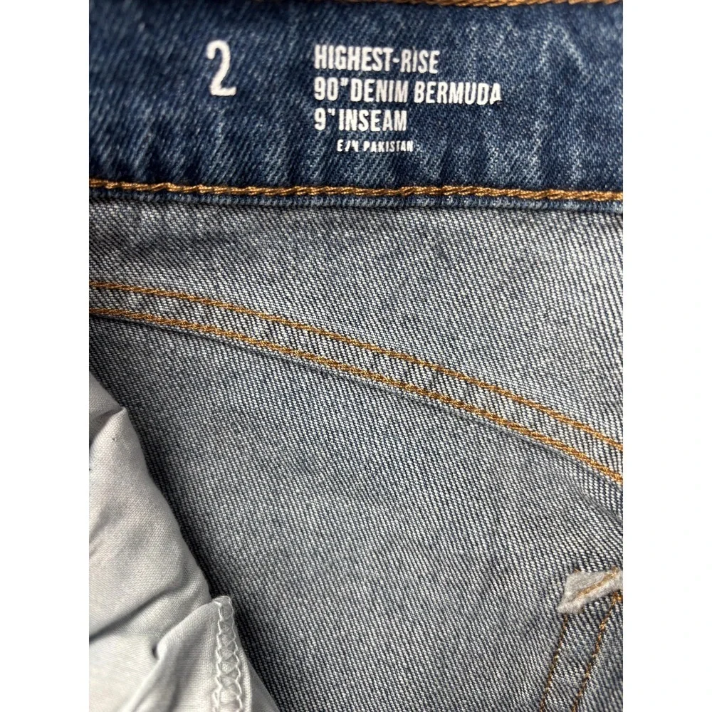 A.n.a Shorts Womens 2 Blue Highest-Rise 90 Denim Bermuda Raw Hem 9 Inseam NWT
